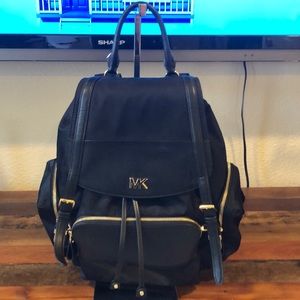 Michael Kors black vinyl backpack